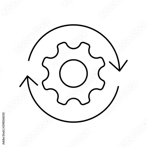 Фотография Recycling process gear with rotating arrows vector icon