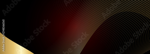 Elegant black and gold abstract background, luxury dark texture with curved lines, premium corporate backdrop for awards and gala events