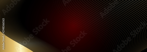 Luxury black and gold abstract background, elegant dark red gradient with curved lines, premium textured backdrop for corporate branding and gala events