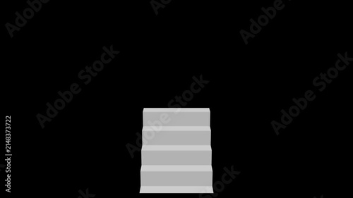 animation of steps appearing one by one getting higher, business career concept on alpha channel black background.