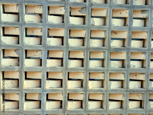 Cuadro en lienzo Concrete Roster Ventilation Block Wall Texture with Geometric Grid Pattern