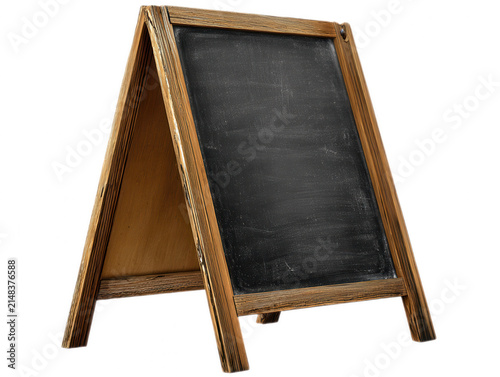 Blank Wooden A-frame Chalkboard Sandwich Sign Isolated on White