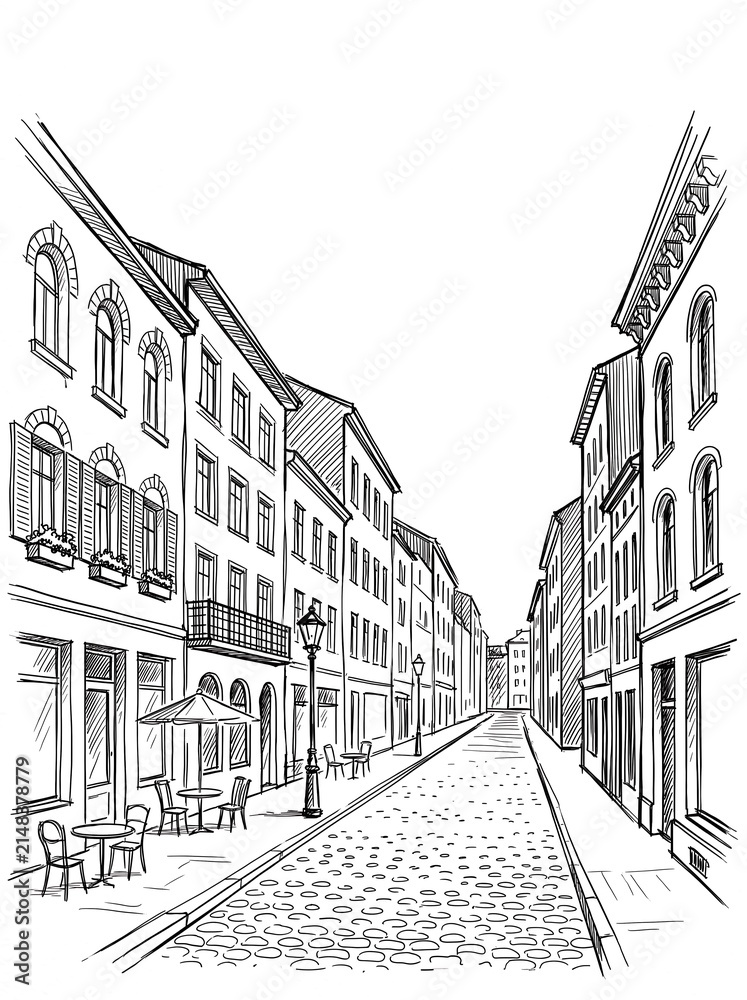 Fototapeta premium European Street Sketch