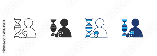 Genetic medicine and personalized patient care icon set