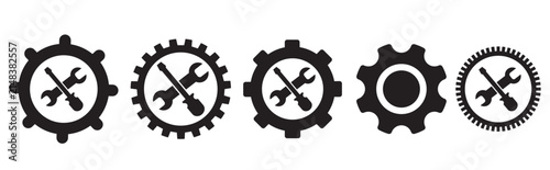 Industrial Gear and Maintenance Tools Icons Set