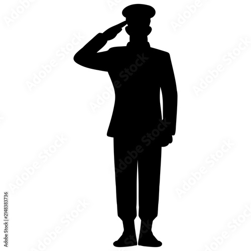 Silhouette of Police Officer Saluting