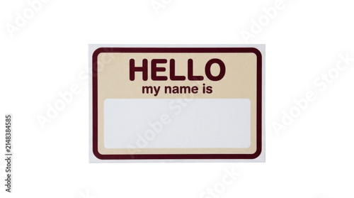 Hello my name is adhesive name tag sticker on a transparent background PNG file