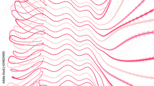 Vibrant red and pink abstract wave pattern formed by numerous glowing light points and lines