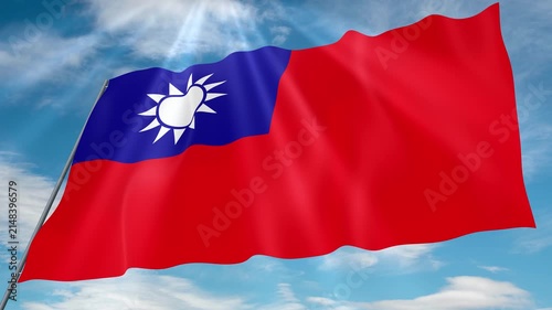 Taiwan Flag Seamless Loop 4k 60fps on Sky Background