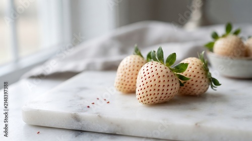 White strawberries, pineberries, exotic fruit, fresh, sweet, delicious, healthy food, vitamin c, summer berry.