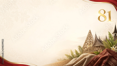 Indonesian Independence Day Celebration Background with Red and White National Theme