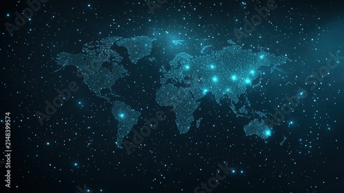 World Map Futuristic 3D Interface Interactive 3D world map interface with holographic projections and data visualizations, showcasing advanced technology and global connectivity