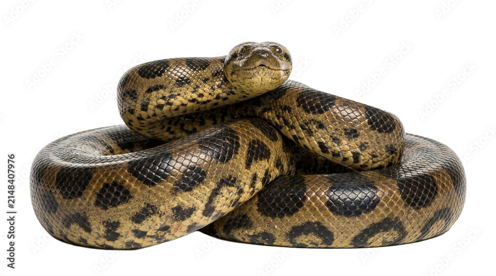 Fototapeta premium Bolivian anaconda giant snake reptile isolated on transparent background