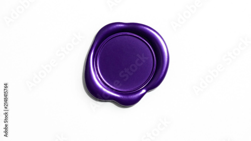 Purple wax seal isolated on white background for envelope, certificate, and official document certification