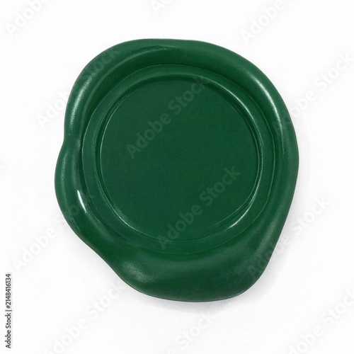 Dark green wax seal isolated on white background for envelope, certificate, and official document certification