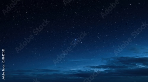 Wide winter night sky with Pleiades star cluster, faint blue-white nebulous light, long exposure style