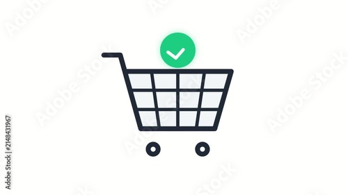 Shopping cart icon with checkmark symbolizing purchase success  