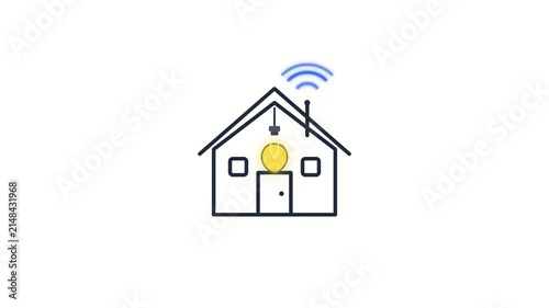 Smart home with light bulb and wireless signal icon  