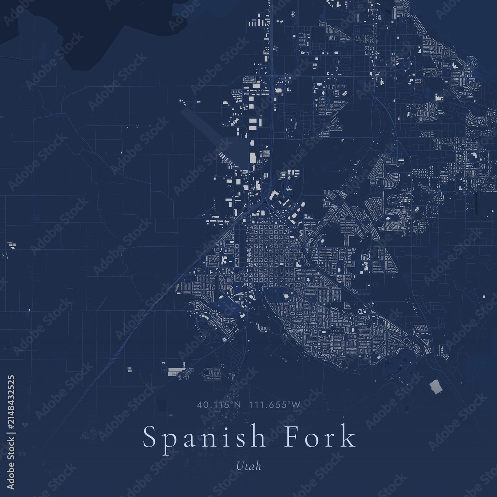 Obraz premium Blueprint Map of Spanish Fork, United States | Architectural Line Art Poster