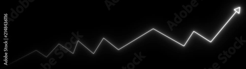 Neon business growth arrow animation. abstract business down to up arrow animation.   Growing business graph symbol .On black background.