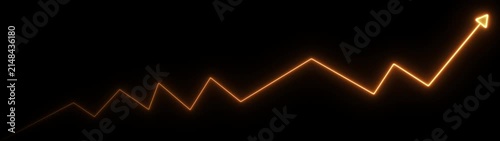 Neon business growth arrow animation. abstract business down to up arrow animation.   Growing business graph symbol .On black background.