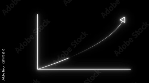  business graph arrow chart icon neon business success arrow concept. neon business graph animation on grid background