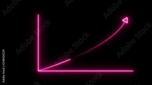  business graph arrow chart icon neon business success arrow concept. neon business graph animation on grid background