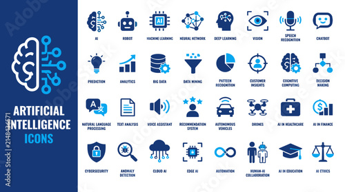 Artificial Intelligence Brain Symbol Concept Illustration.