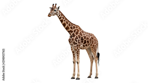 Canvas Print Magnificent giraffe standing tall and proud, showcasing its distinct brown and white spotted coat