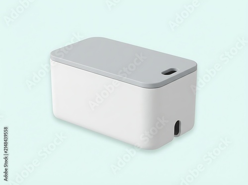 White and Grey Plastic Cable Management Box for Clean Desk Setup