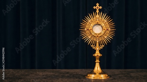 Sacred monstrance holding the host for adoration, Catholic eucharistic display of faith and devotion faith and spirituality