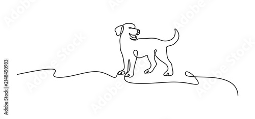 Line Art Dog	Minimalist continuous line drawing of a standing dog, symbolizing loyalty and companionship.