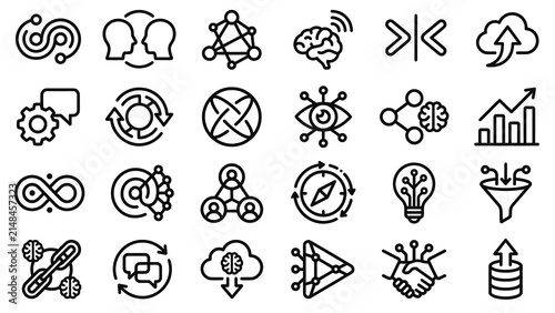 Collection of various business and technology icons for creative projects