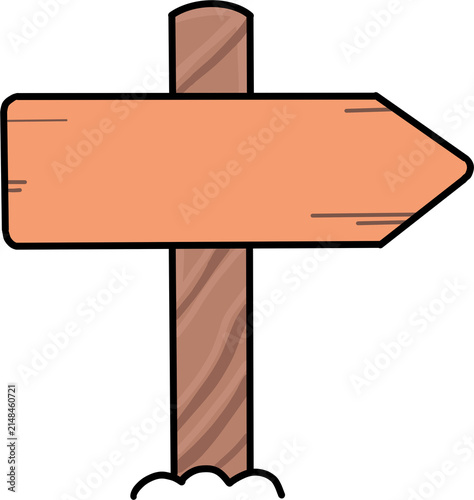 Blank wooden signpost pointing arrow direction vector illustration