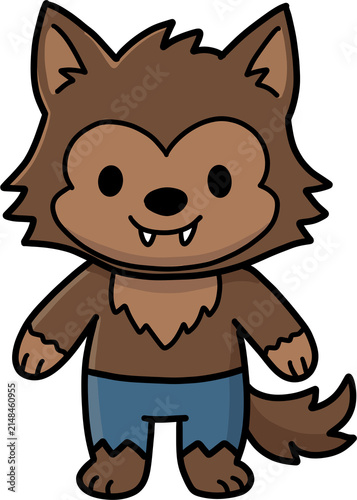 Canvastavla Cute cartoon werewolf character monster vector illustration