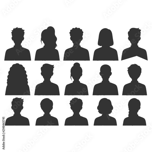 Collection of diverse human head silhouettes