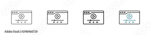 Outline style web video icon set. Available various sizes