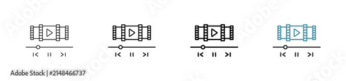 Outline style video playlist icon set. Available various sizes