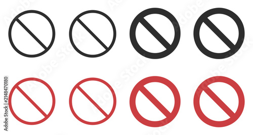 Foto A collection of eight circular prohibition or restriction signs with a diagonal