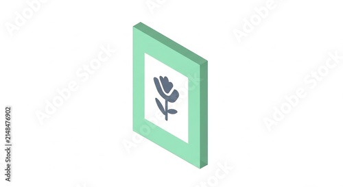 Garden floral art in a green isometric picture frame