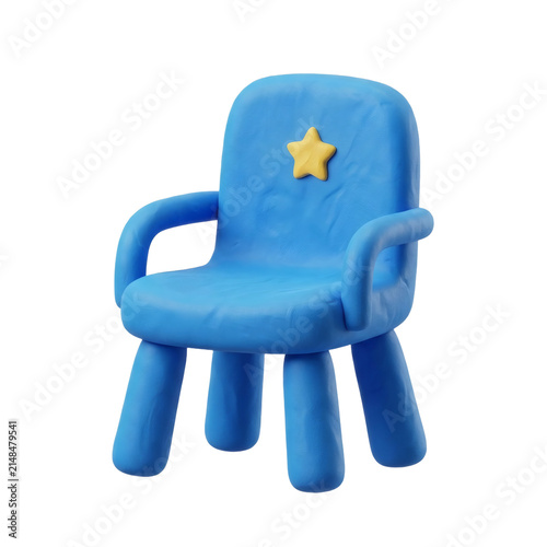 Blue clay armchair with yellow star detail