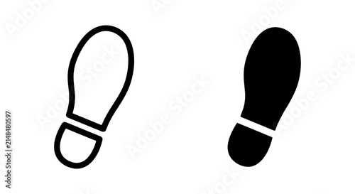 Footprint Icons, Shoe Print Vector Graphics, Step Marks, Walking Path Symbols, Black and White Footsteps