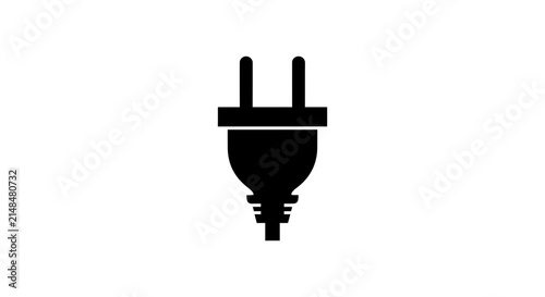 Obraz na płótnie Electrical plug with two prongs a black silhouette on a white background