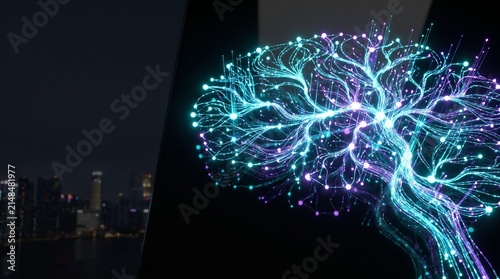 Abstract digital human brain representing artificial intelligence and neural