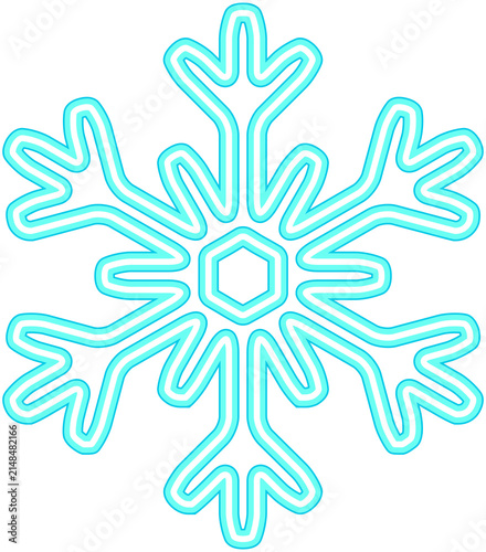 Christmas Blue Neon Radial Branch Snowflake Outline