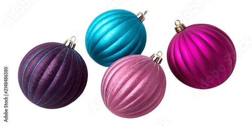 Ribbed Christmas Baubles Set – Four Shimmering Jewel Tone Fluted Tree Ornaments