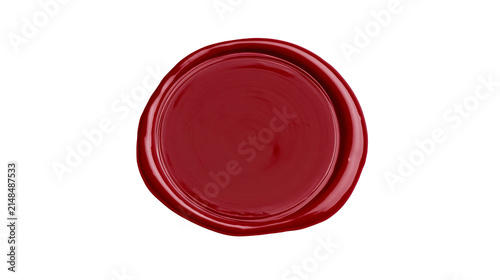 Deep red wax seal impression, isolated on transparent background