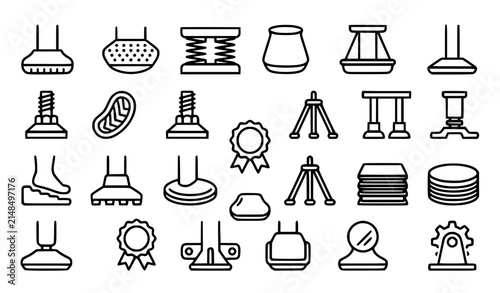 Modern Anti Skid Feet Outline Icon Collection with Rubber Grip Stability and Safety Symbols EPS10