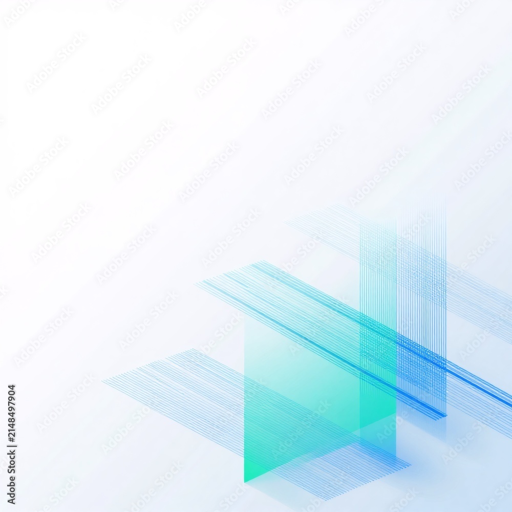 Fototapeta premium abstract digital art piece white background consists multiple blue lines form geometric pattern lines arranged way creates sense depth dimension overlapping center large rectangular shape appears