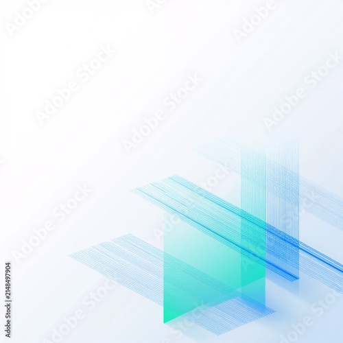 abstract digital art piece white background consists multiple blue lines form geometric pattern lines arranged way creates sense depth dimension overlapping center large rectangular shape appears